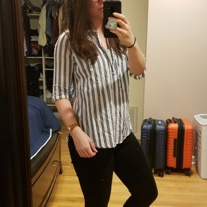 H&M 3/4 sleeve 100 % Cotton striped top